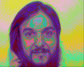 PIP scan of a man’s head. You can see the energy centre at his forehead called the brow chakra